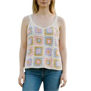 La Seine Crocheted Square Granny Top
